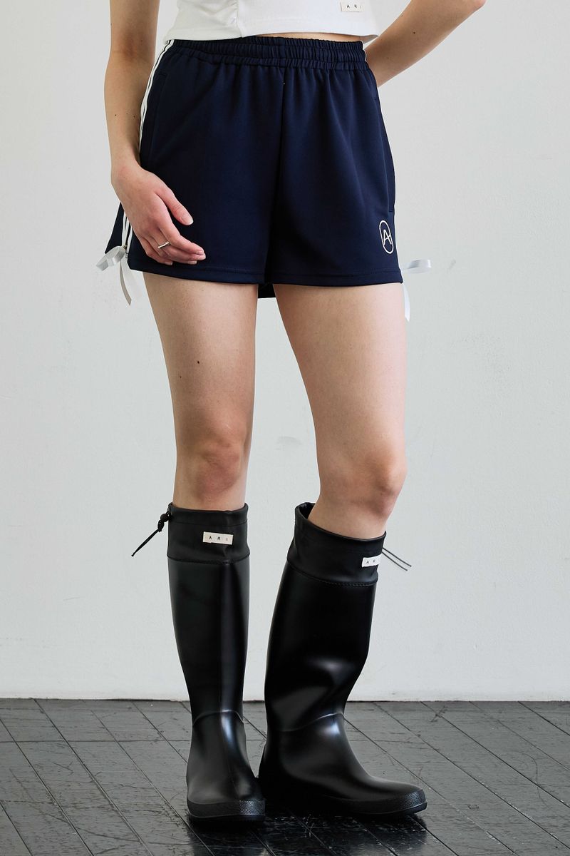 RIBBON JERSEY TRACK MICRO SHORTS / NAVY