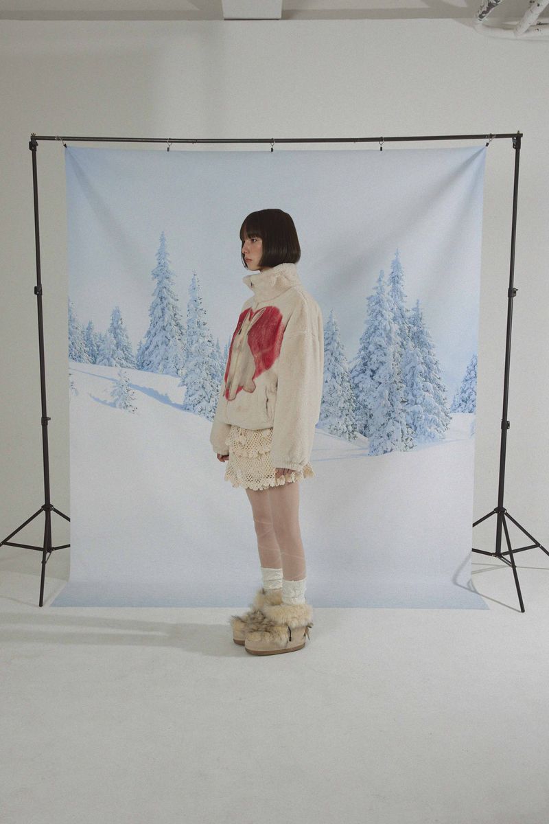 Rabbit Heart Fur Jacket BEIGE Ver.2