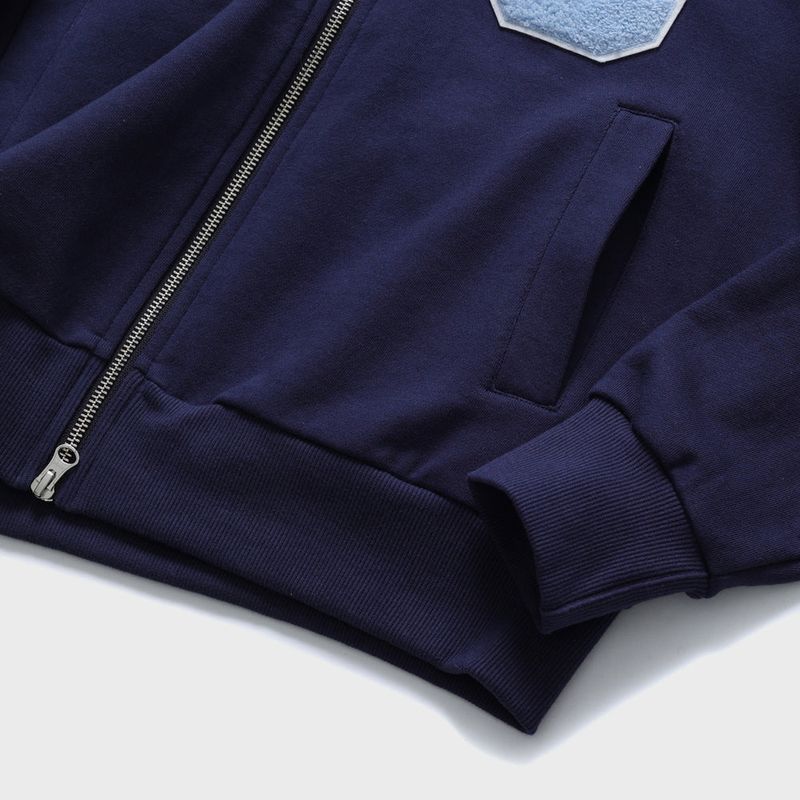 C Patch Zipper Hood Zip-Up / Navy [Unisex]