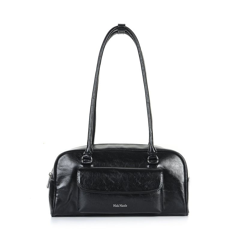 NICK&NICOLE(ニック&ニコール)の「NICOLE POCKET LEATHER BAGUETTE BAG_BLACK(Bags)」