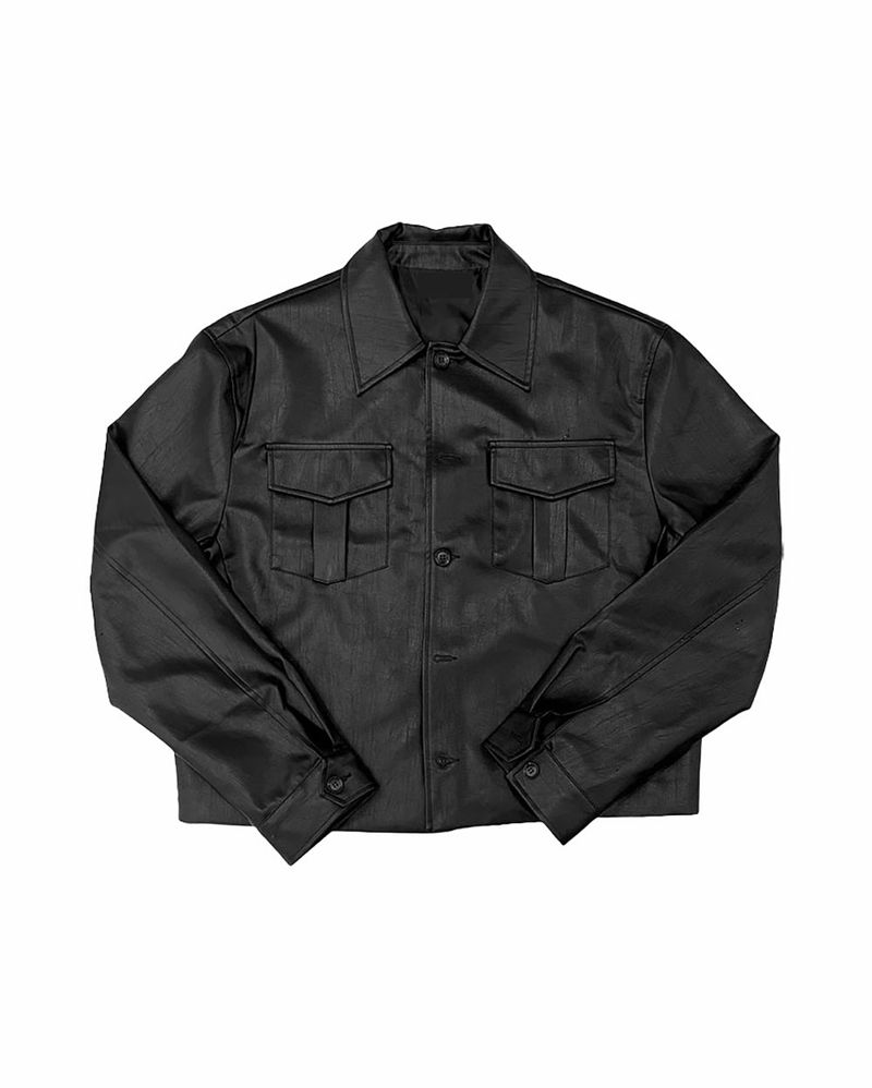 Mark Pocket Short Leather Jacket
