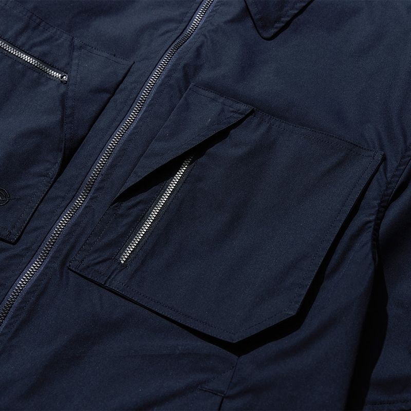Poly Cotton Zip Shirts Jacket - NAVY