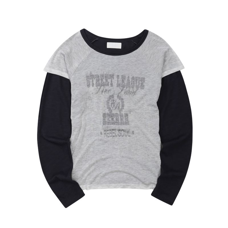 Street league blur artwork double layer long sleeve (Navy)
