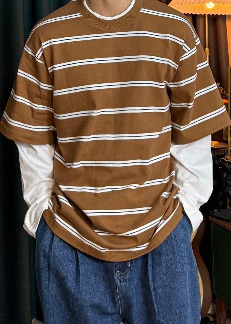 Striped Layered Long-Sleeve 2COLOR