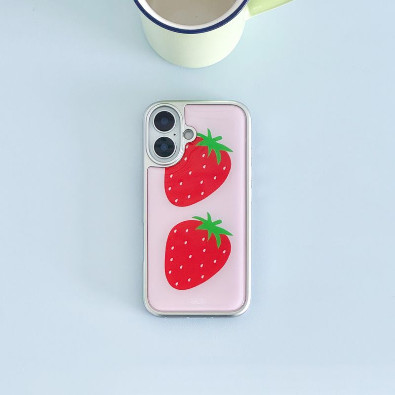 SUMMER STRAWBERRY Silver Epoxy Case