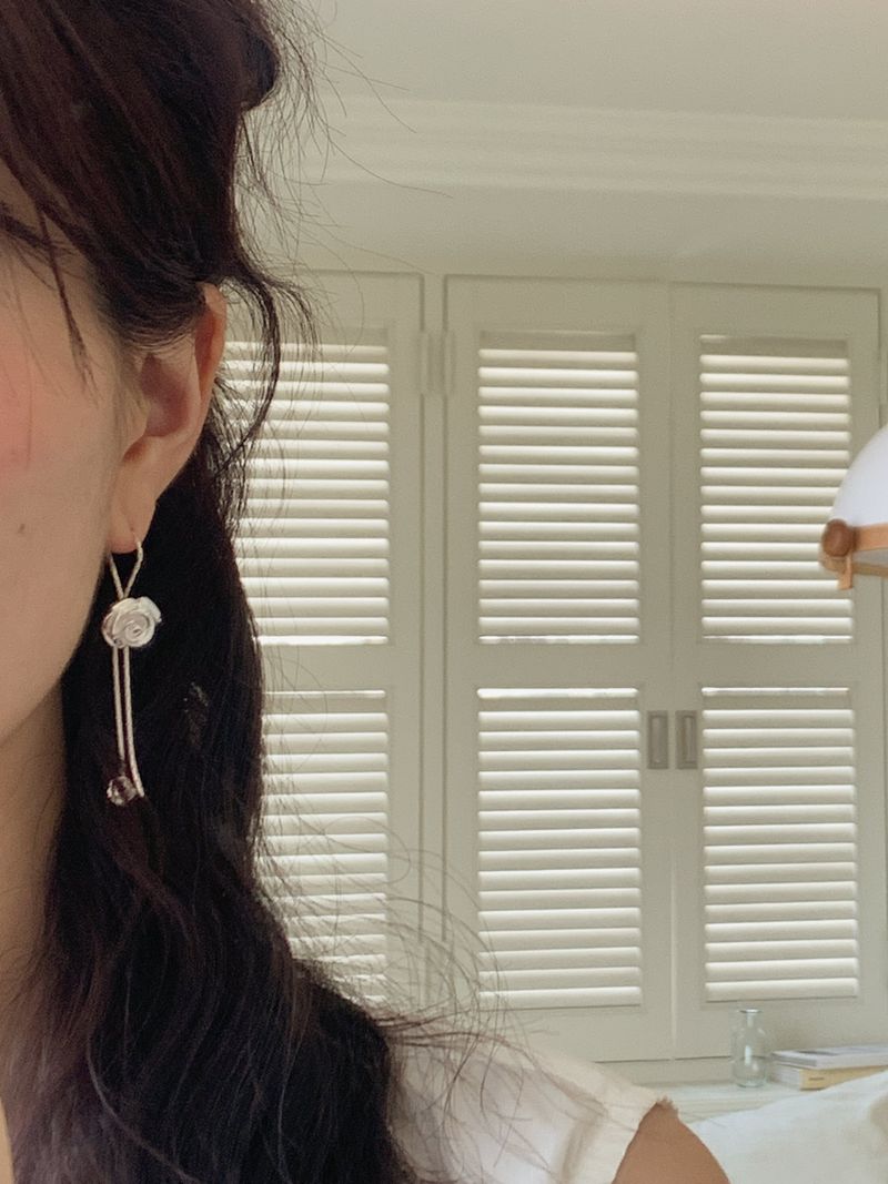 [MADE]DOUBLE FLOWER DROP EARRING