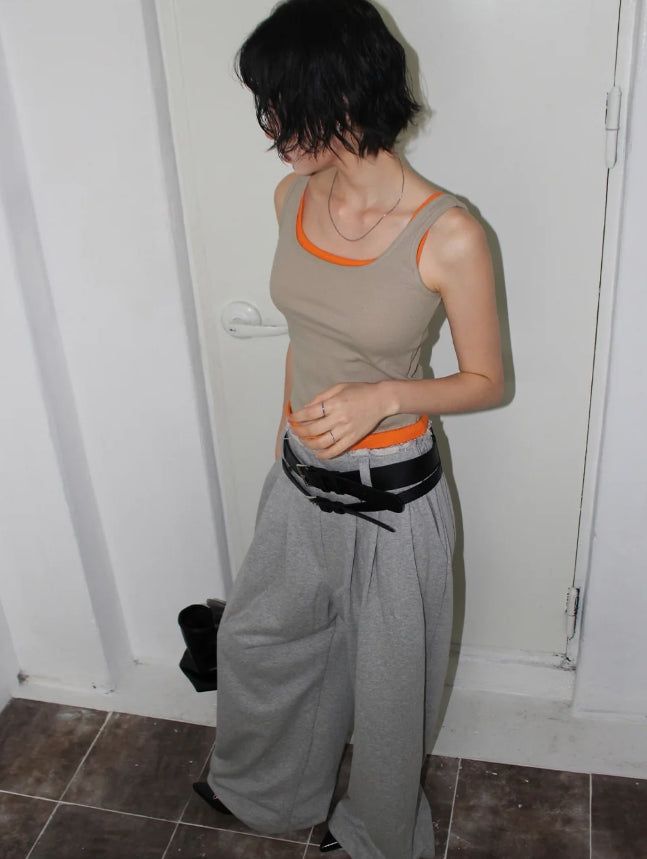 RAW-CUTTING RIVET SWEAT PANTS