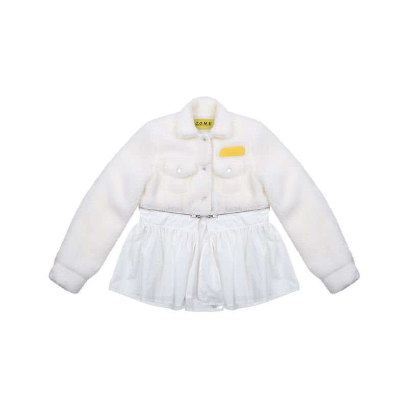 C.O.M.E（シーオーエムイー）の「[WOMEN] Faux-Shearling Detachable Skirt Trucker Jacket (White)（Tops）」