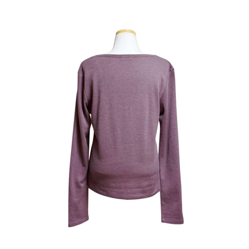 (3color) Shirring Button Layered Wool Knit Tee