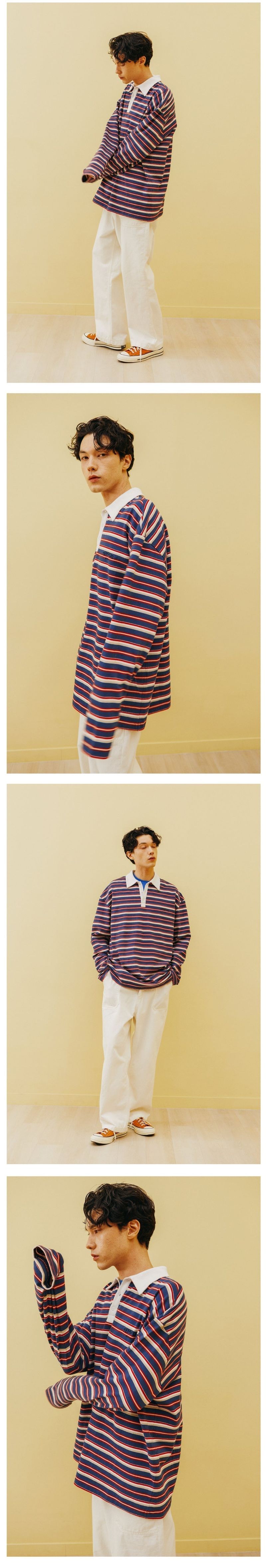 STRIPED POLO LONG SLEEVE [NAVY]