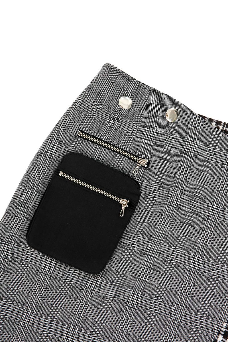 Check Panelled Mini Wrap Skirt _ Black