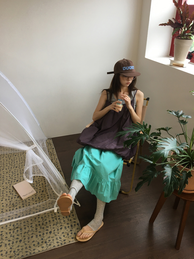 Liang button frill long skirt (4color)