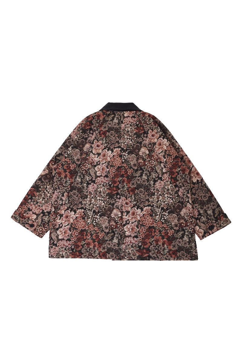 Flower Jacquard Half Jacket (wine)