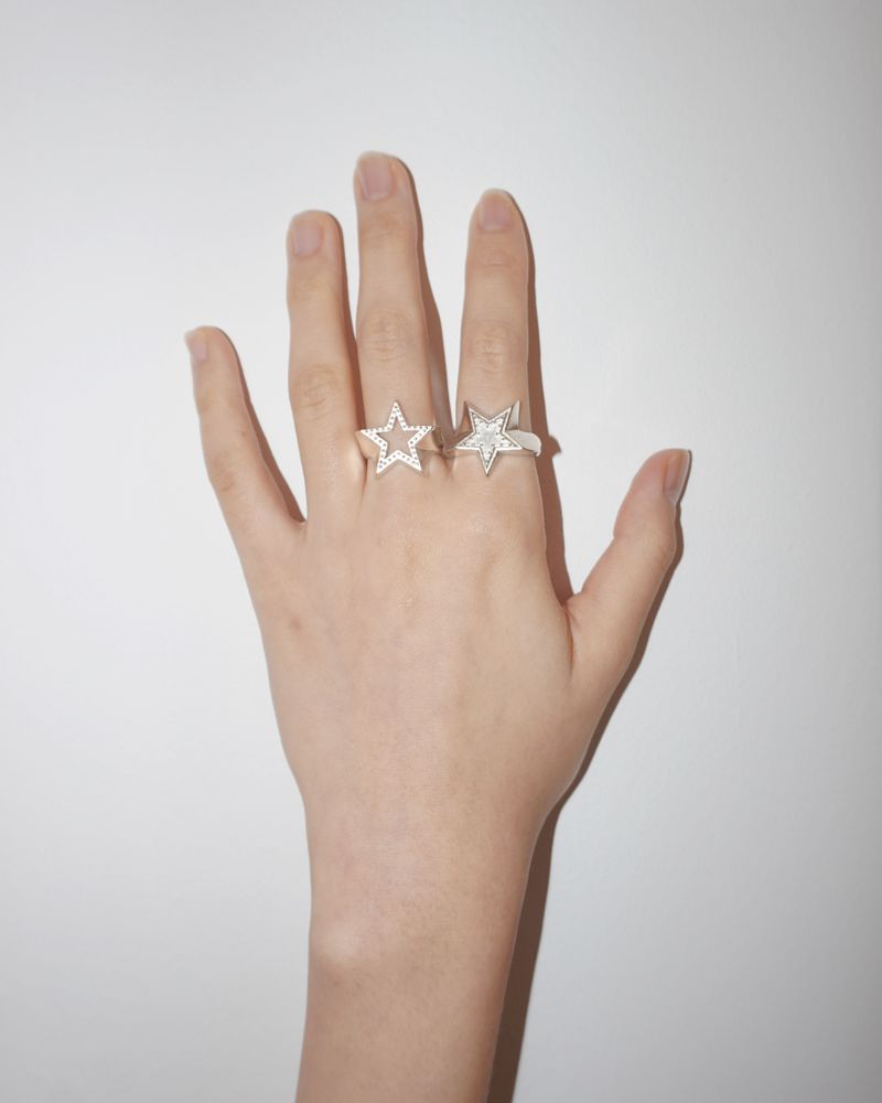 [925SILVER] COOKIE FRAME STAR STUD RING