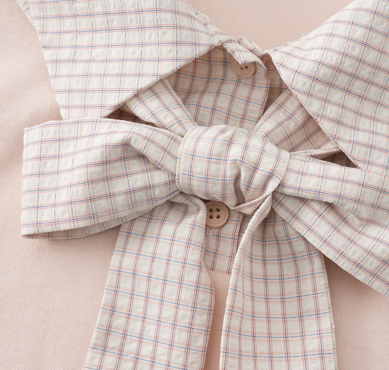 Lydia Check Ribbon Collar Tee