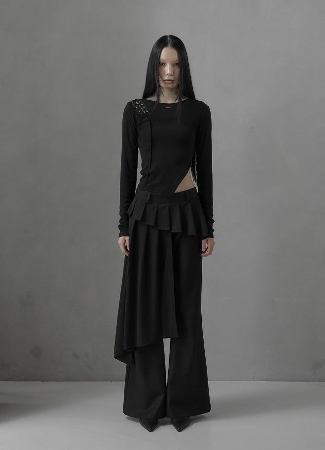 26SS★ [mnem] Distorted Eyelet Slit Top