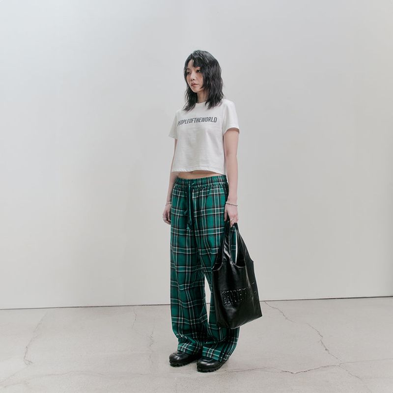 PEOPLEOFTHEWORLD(ピープルオブザワールド)の「Compatible Check Banding Pants (GREEN)(Pants)」