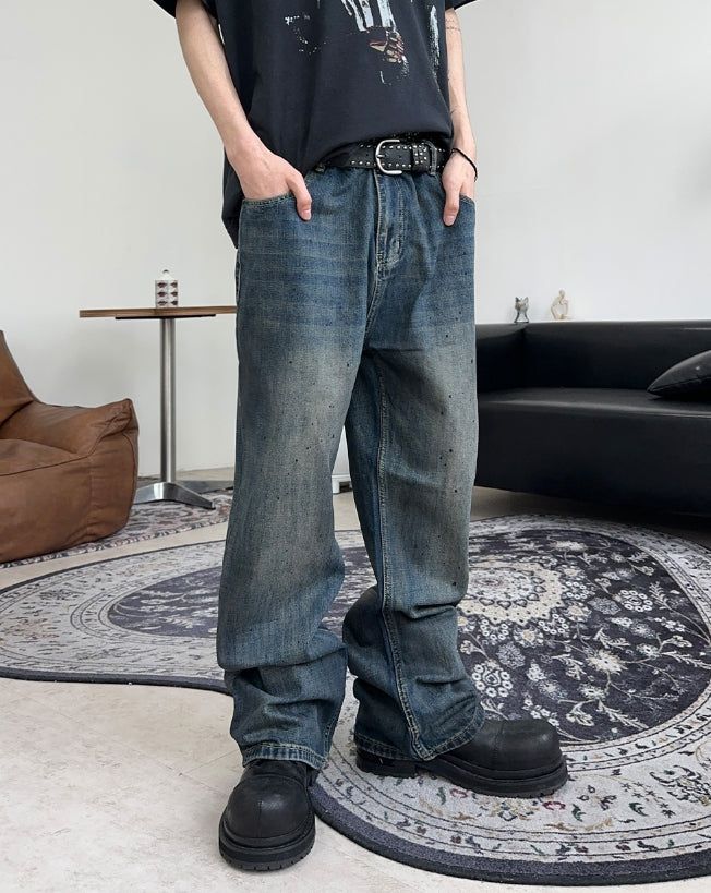 Riken Oil Washing Flare Jeans