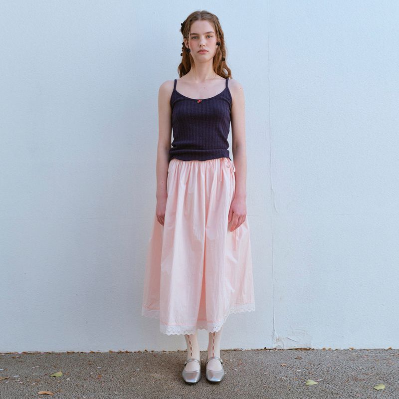 FUN FROM FUN(ファンフロムファン)の「 LACE HEM FULL SKIRT, PEACH(Skirts)」