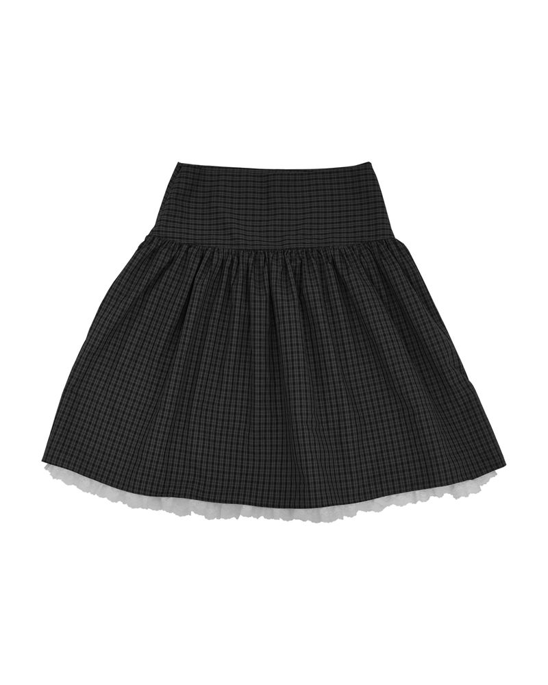lace check midi skirt / charcoal