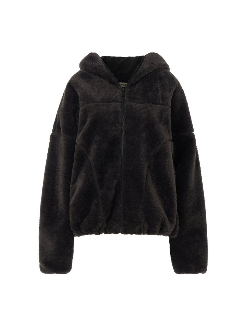 FLEECE HOOD ZIP-UP [Charcoal]