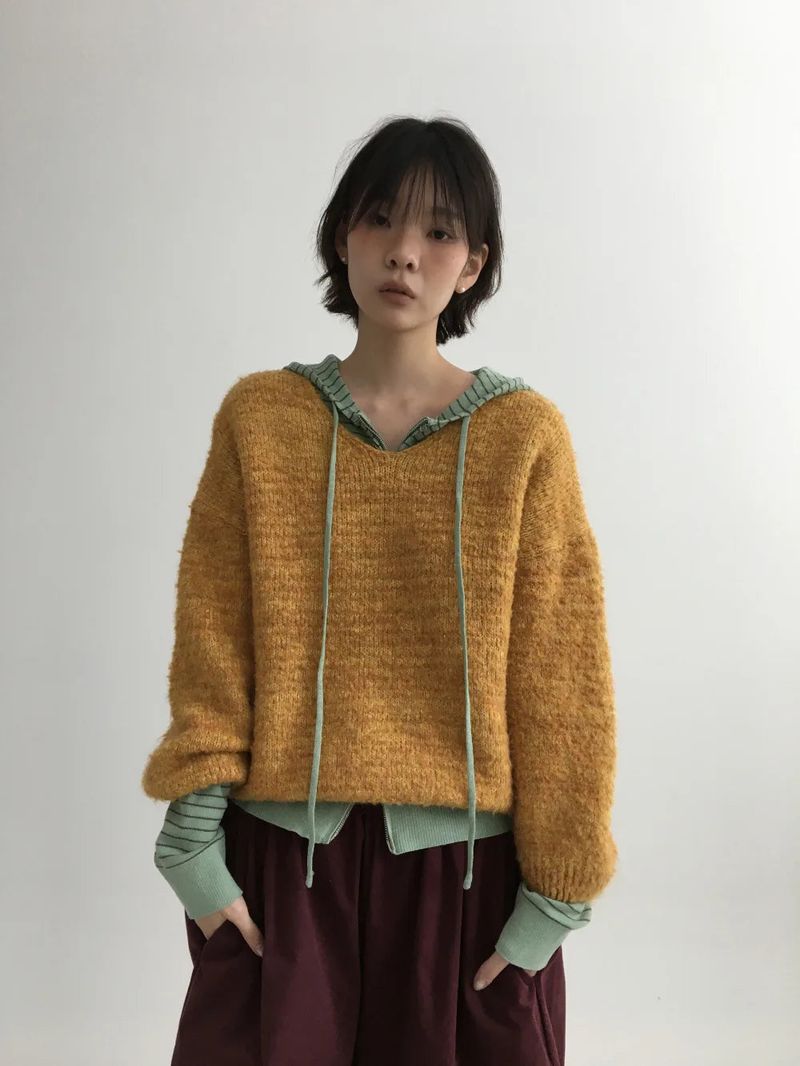 Bonbon Boucle V-neck Knit (5color)