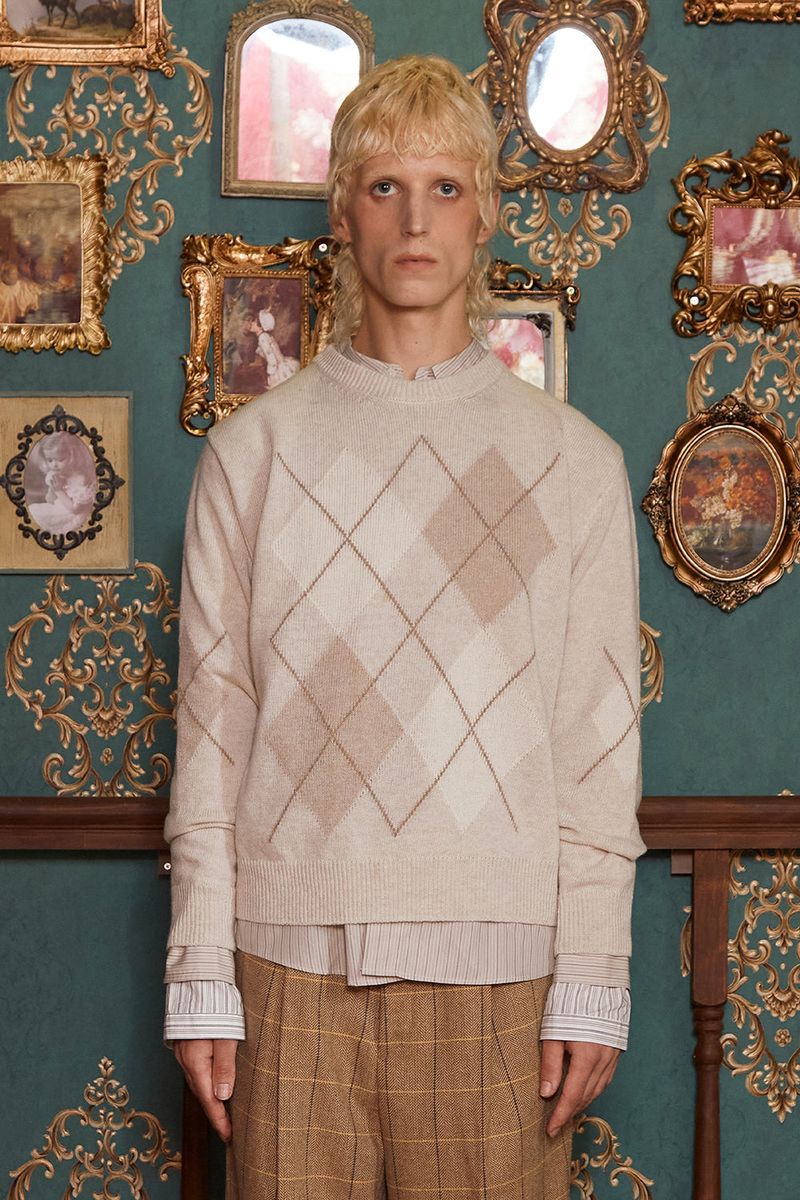 UNALLOYED（アナロイド）の「ARGYLE WOOL KNIT / OATMEAL（Tops）」