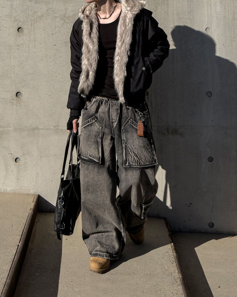 Morik Utility Pocket Wide Denim Pants