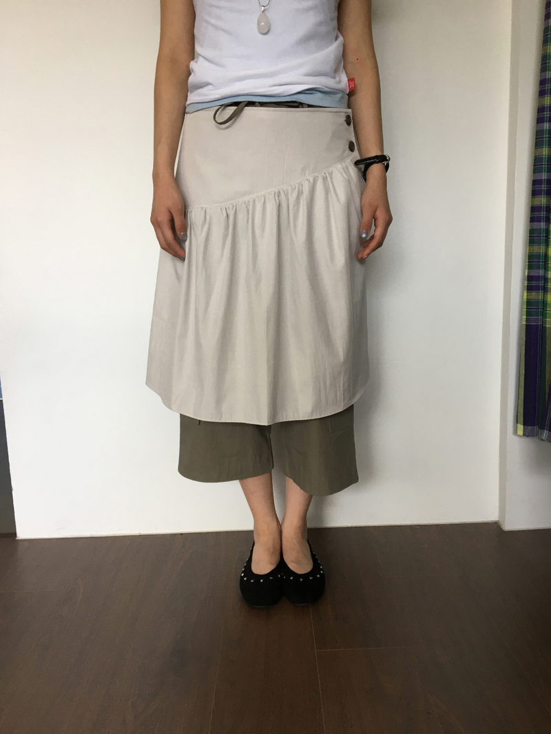 Marine button midi skirt (3color)