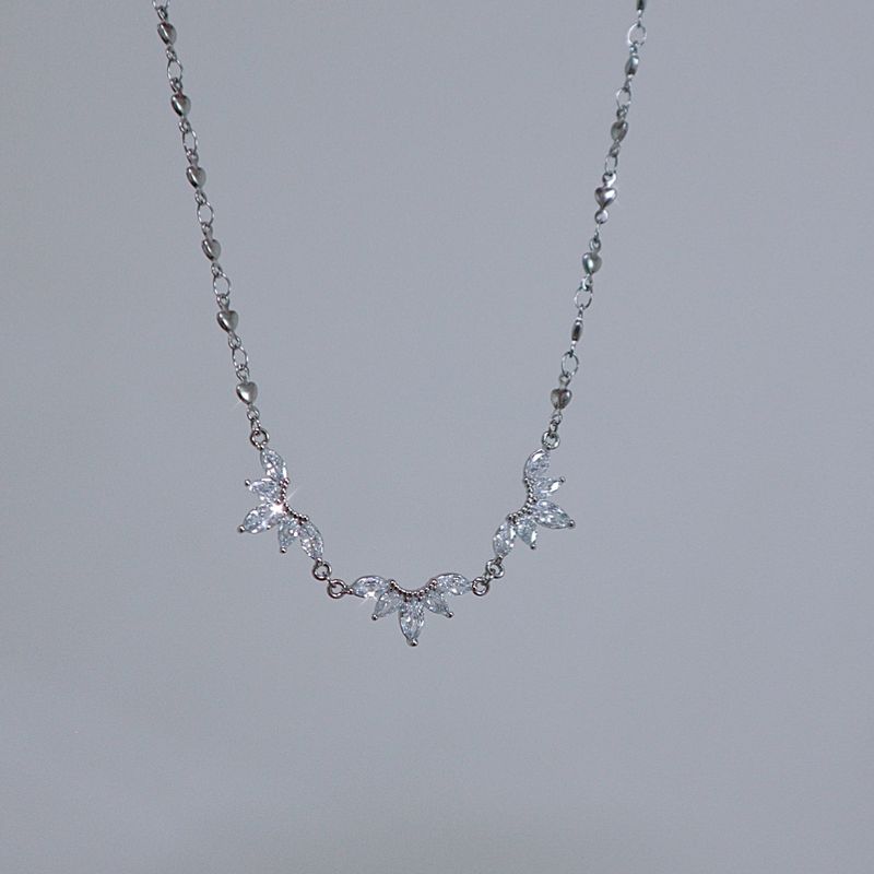 crystal crown heart chain necklace
