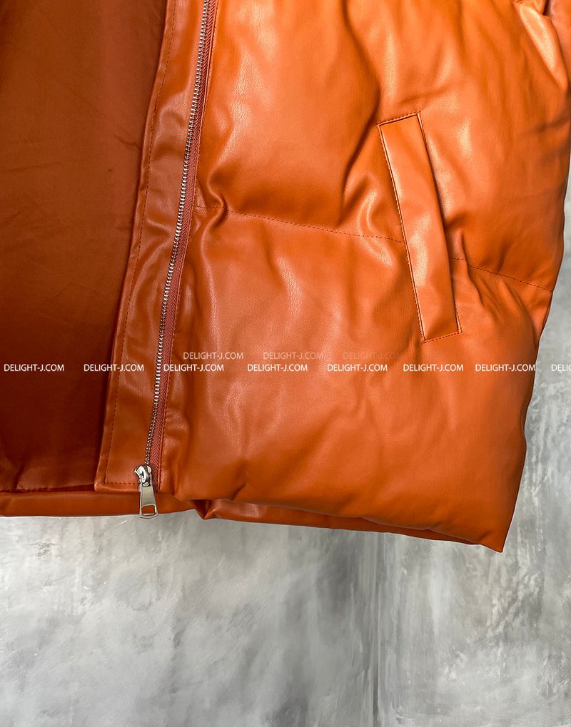 Oversized fit leather padded vest