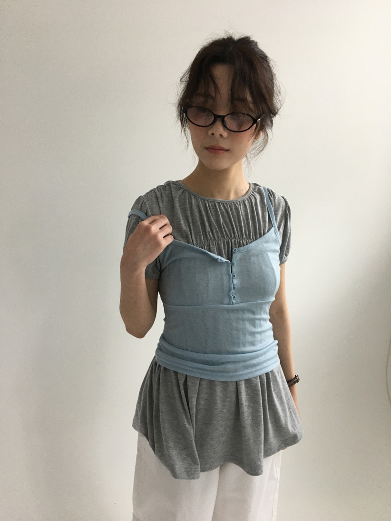 Epo Sheer Button Sleeveless (6color)