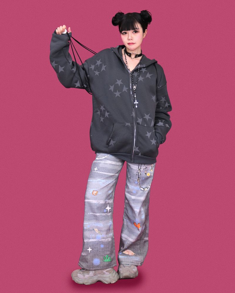 kitsch painting denim pants