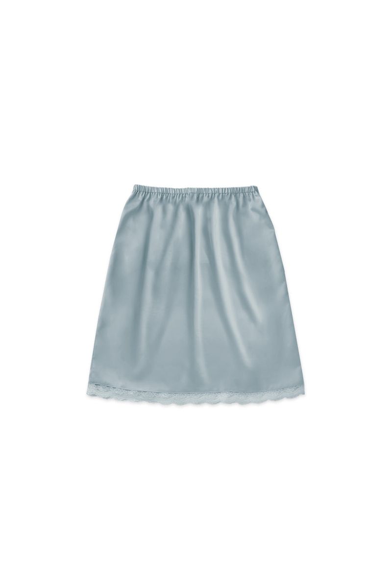 Satin midi skirt_skyblue