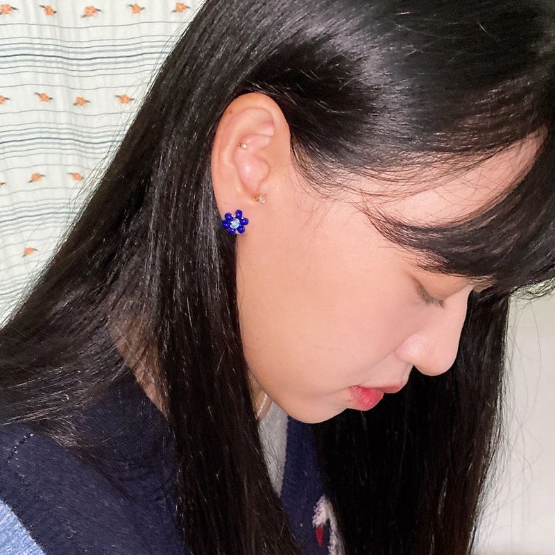 [MADE]Fairy Blue Flower Beads Earing
