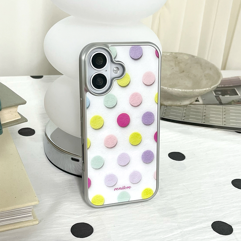 [MADE][Glossy Glass Silver Bumper Case] ドット Palette Dot