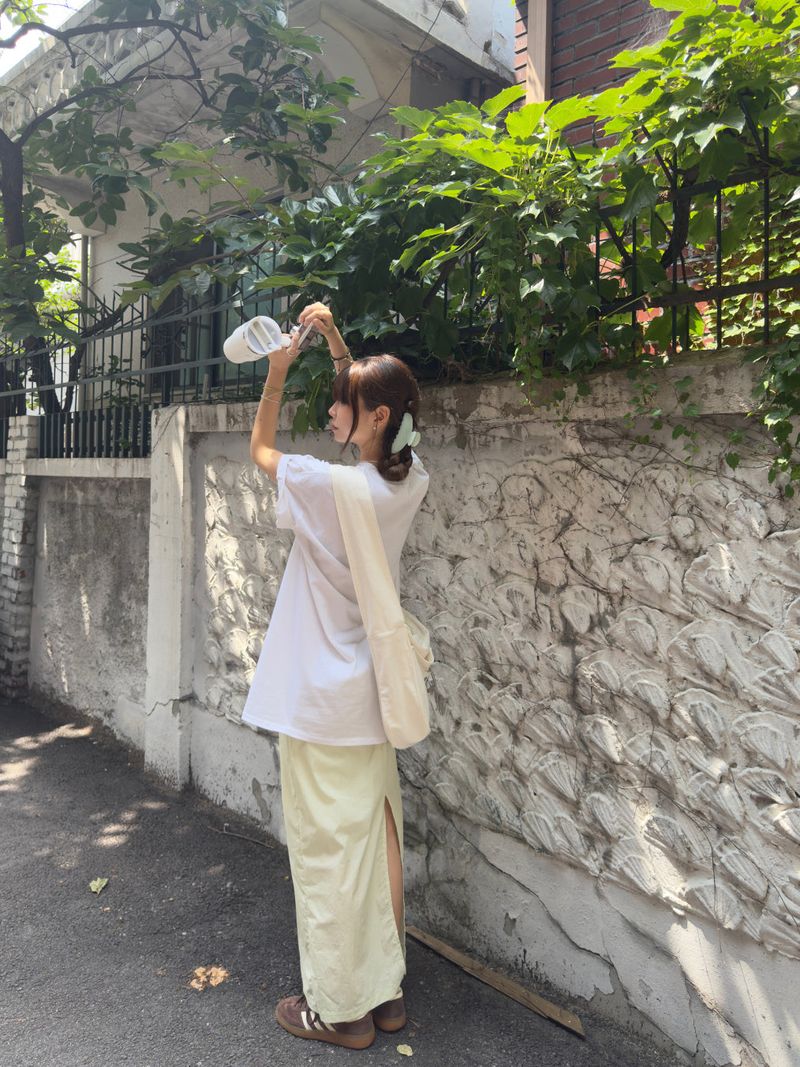 straight fit maxi skirt (cucumber green)