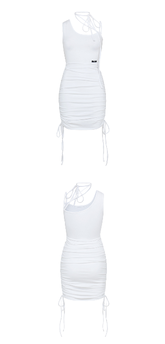 [mnem] shirring strap mini dress (white)