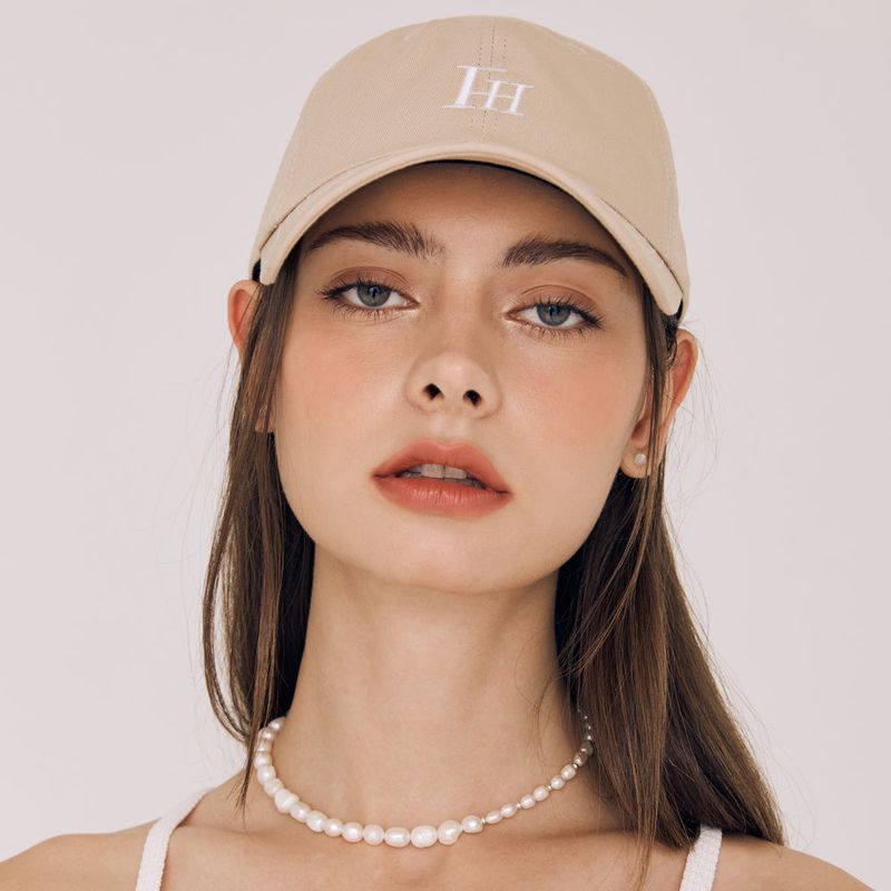 SIGNATURE LOGO STITCH BALL CAP (BEIGE)