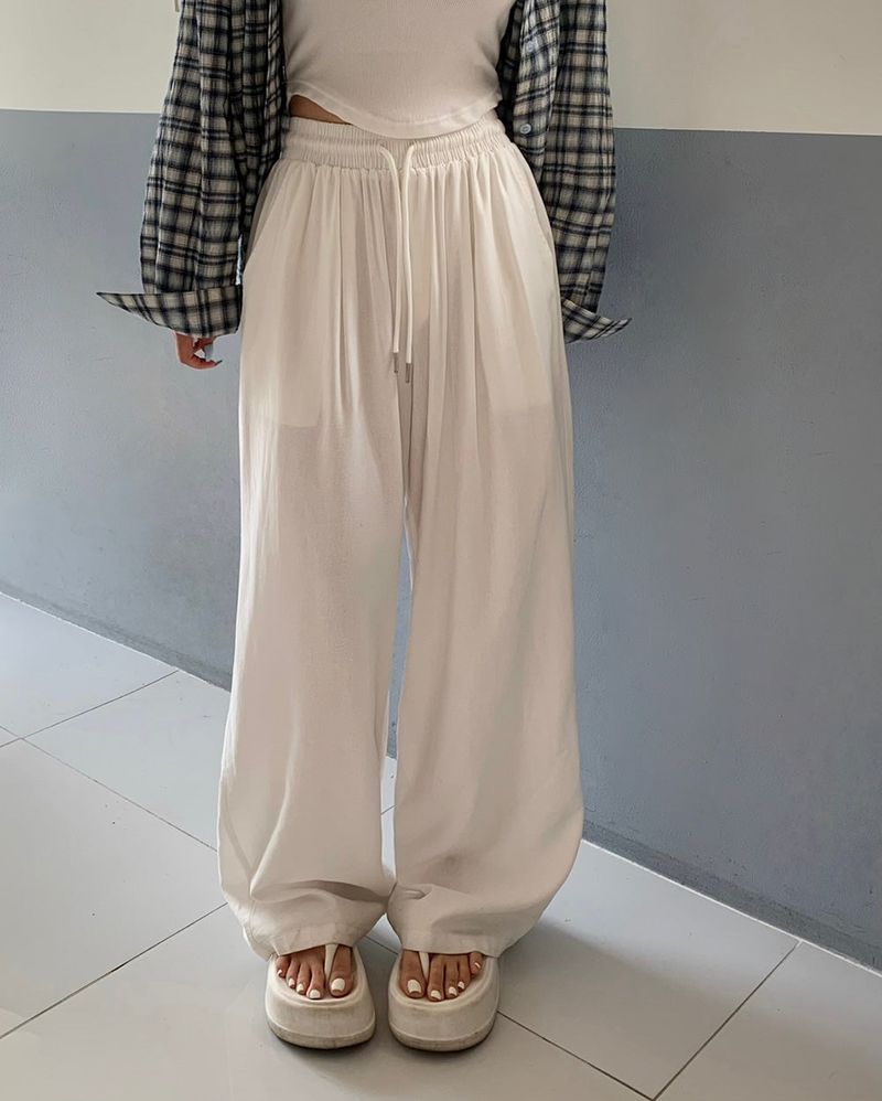 [MADE] Texture, Linen Pintack Wide Pants