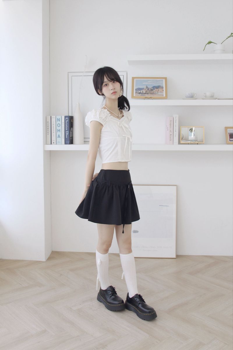 [Belt Set] Half Flare Mini Skirt