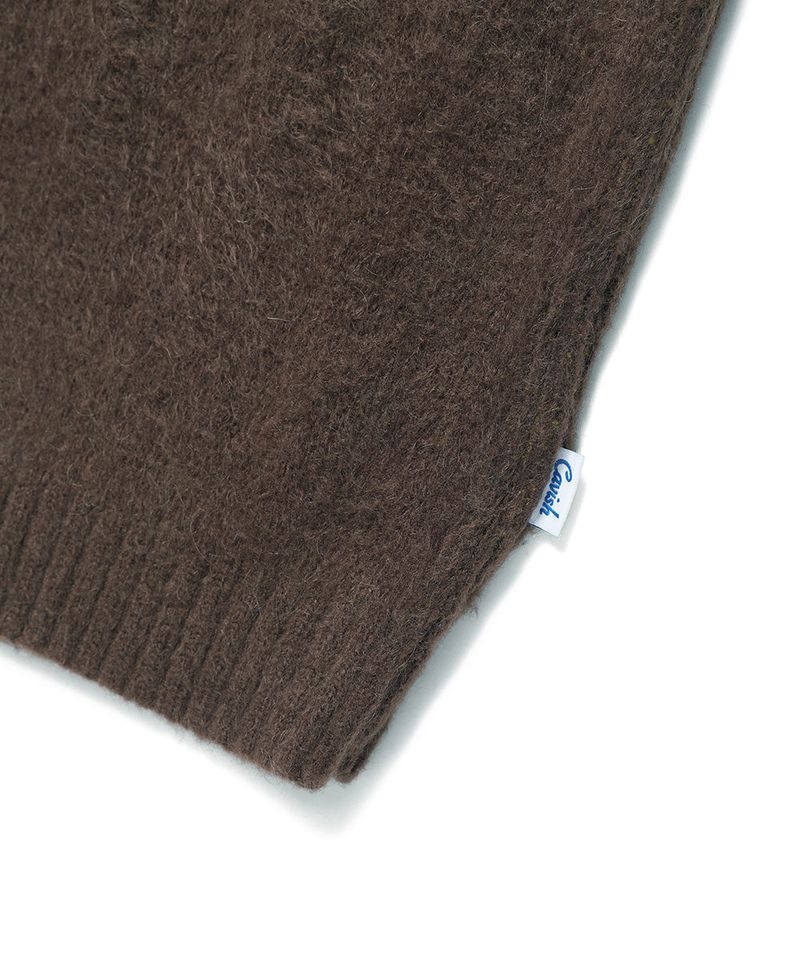 BRUSHED SELLER LOGO KNIT CREWNECK BROWN(CV2DFUK600A)