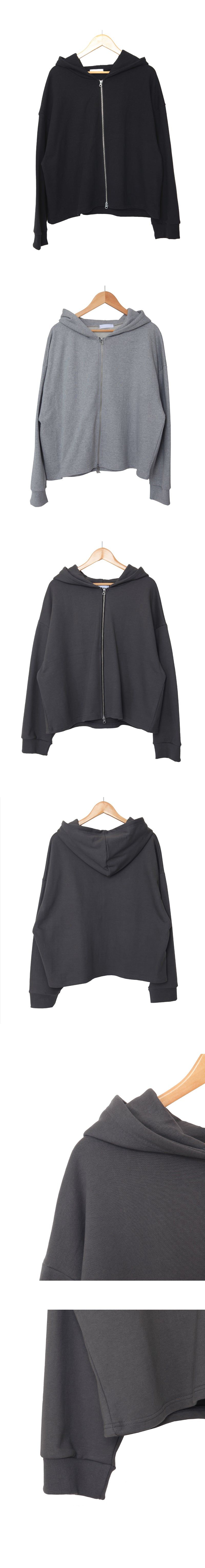 Heavy crop hood zip-up
