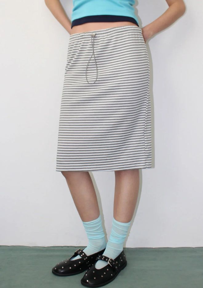 STRIPE STRING MIDI SKIRT