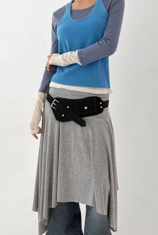 SHIRRING UNBALANCE SKIRT
