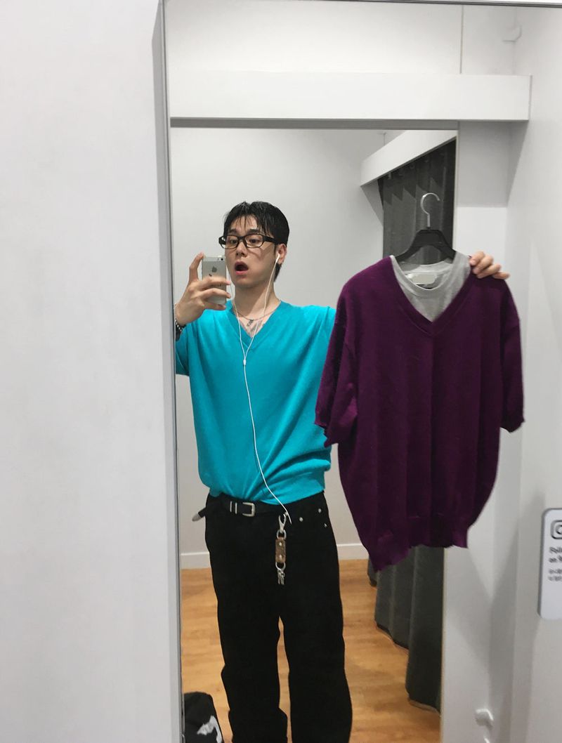 No.1817 S Vneck half KNIT (8color)