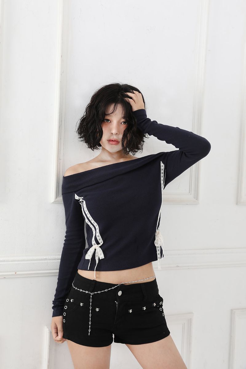 Offshoulder Lace Two-way T-shirt