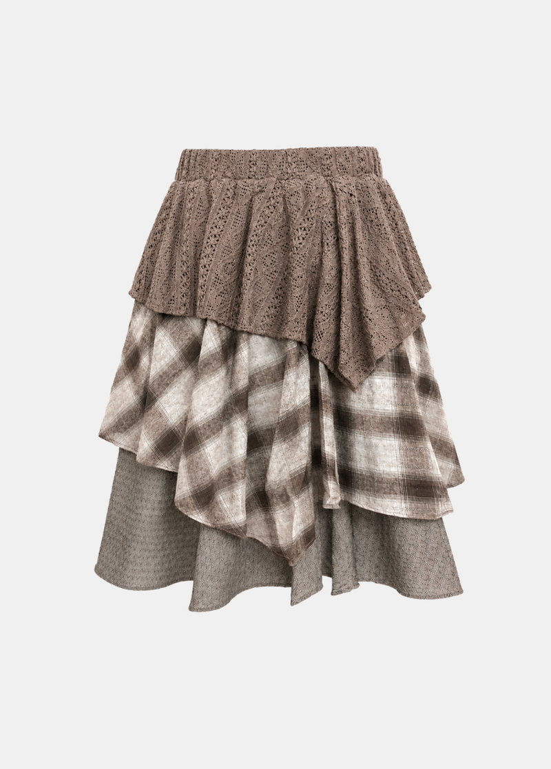Cressida Tiered Check Skirt