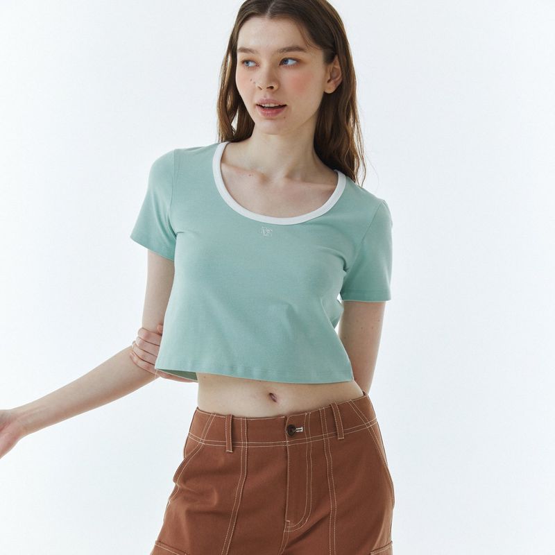 RVS Ringer Cropped T-Shirt Mint