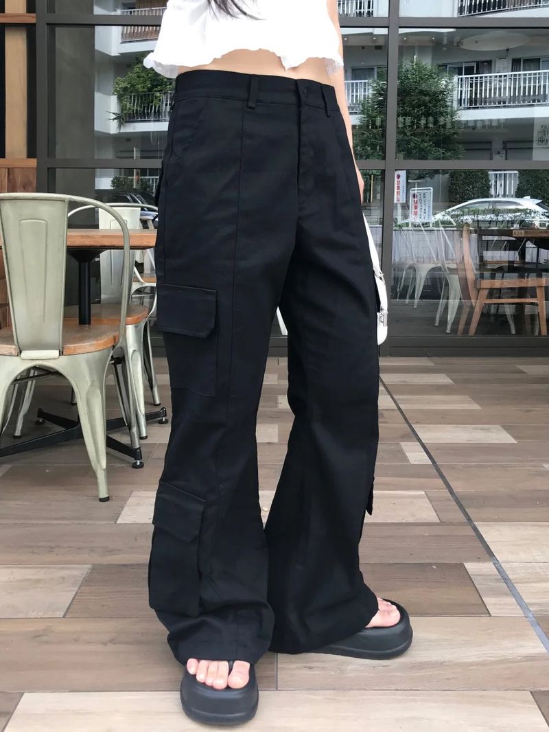 Mabel Utility Cargo Semi Wide Long Bootcut Pants 